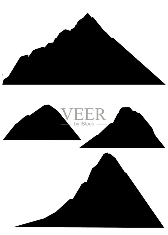 黑色高山剪影合集图标素材