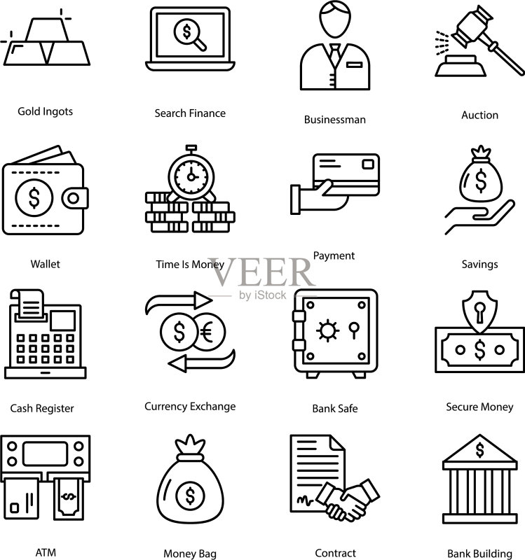金融线条图标图标素材