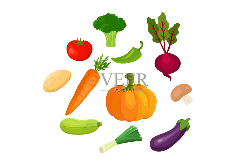 卡通风格蔬菜图标合集图标素材