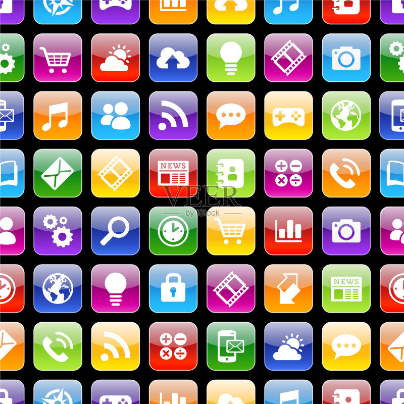 具有反射效果的3D纹理App图标图标素材