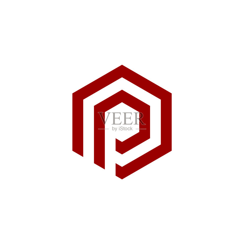 首字母P六边形标志图标素材
