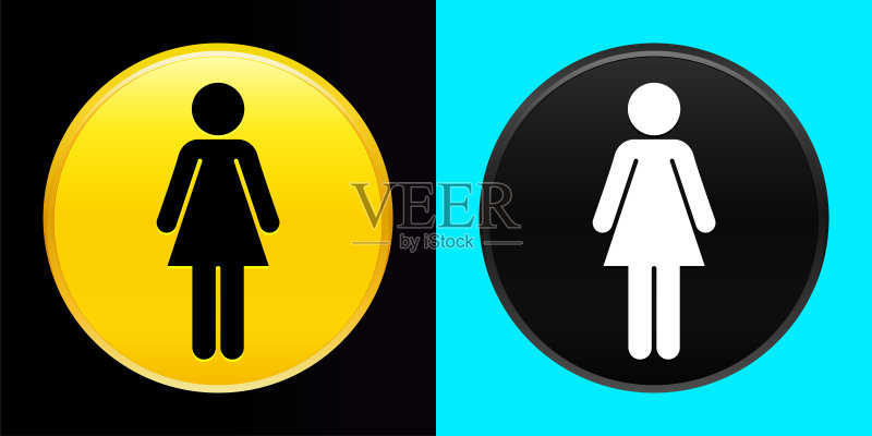 女性图标扁平独家按钮套装图标素材
