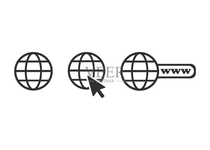 地球图标符号集(白色背景,矢量图)图标素材