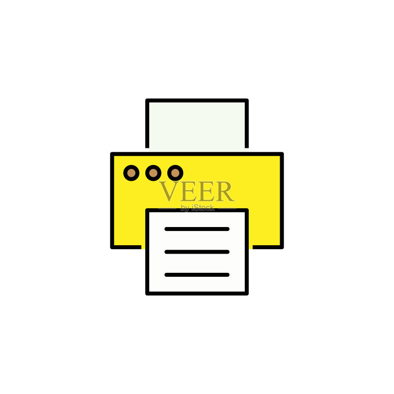 彩色打印机线条图标:团队合作创意,可用于网页、Logo、移动应用、UI、UX图标素材