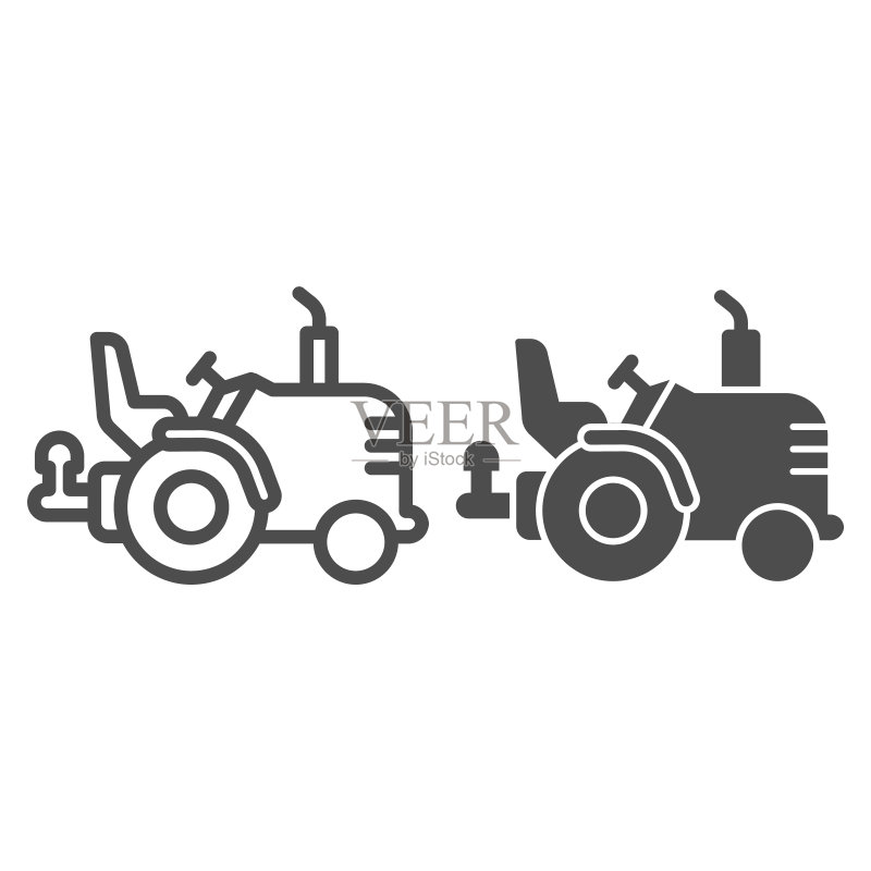 无顶棚拖拉机线性图标图标素材