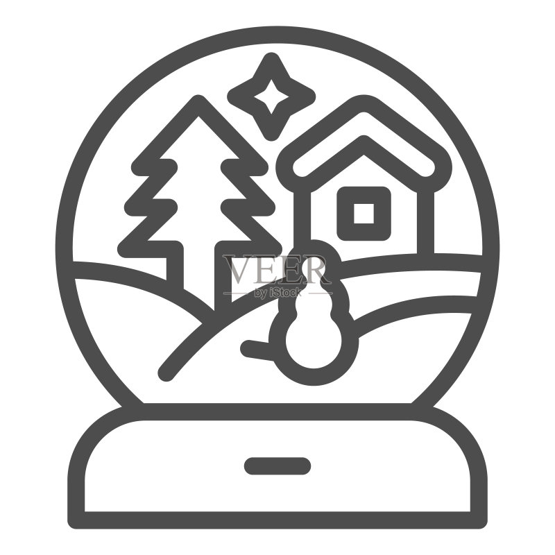 冬季雪景玻璃球线条图标图标素材