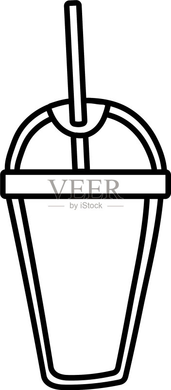 塑料容器咖啡饮品线性风格图标素材