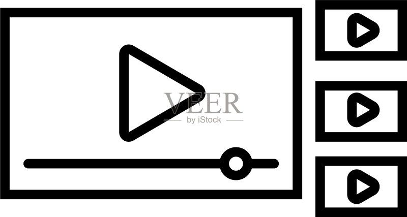 媒体播放器模板线条风格图标图标素材
