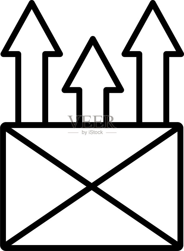带箭头向上线条样式的信封邮件发送图标素材