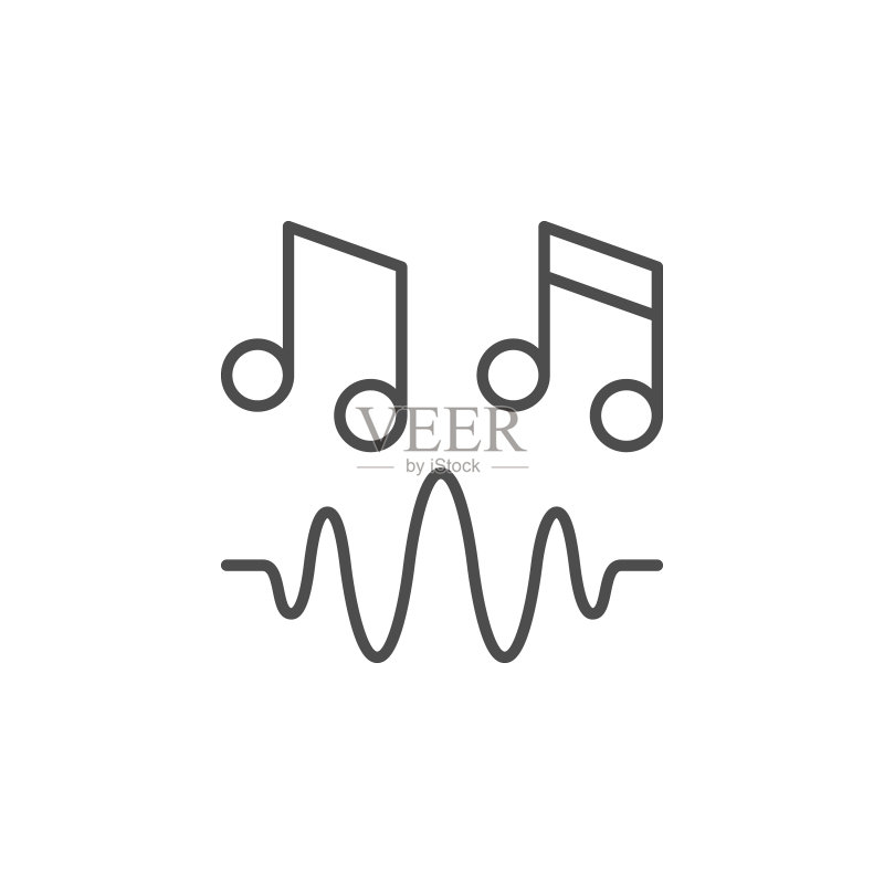 音乐或声音线条轮廓图标图标素材