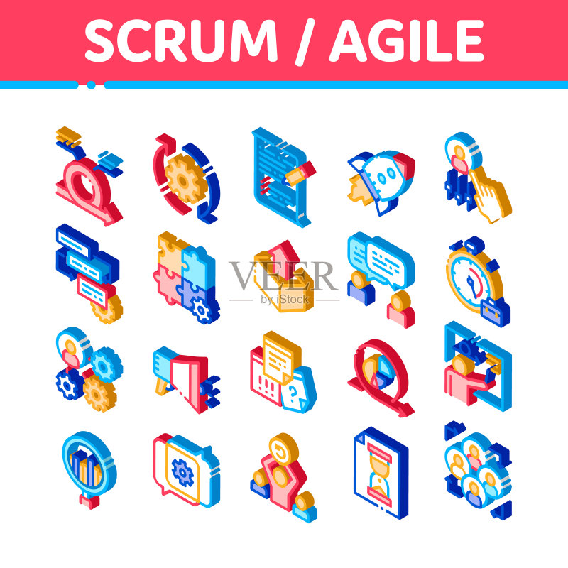 Scrum敏捷2.5D图标集图标素材