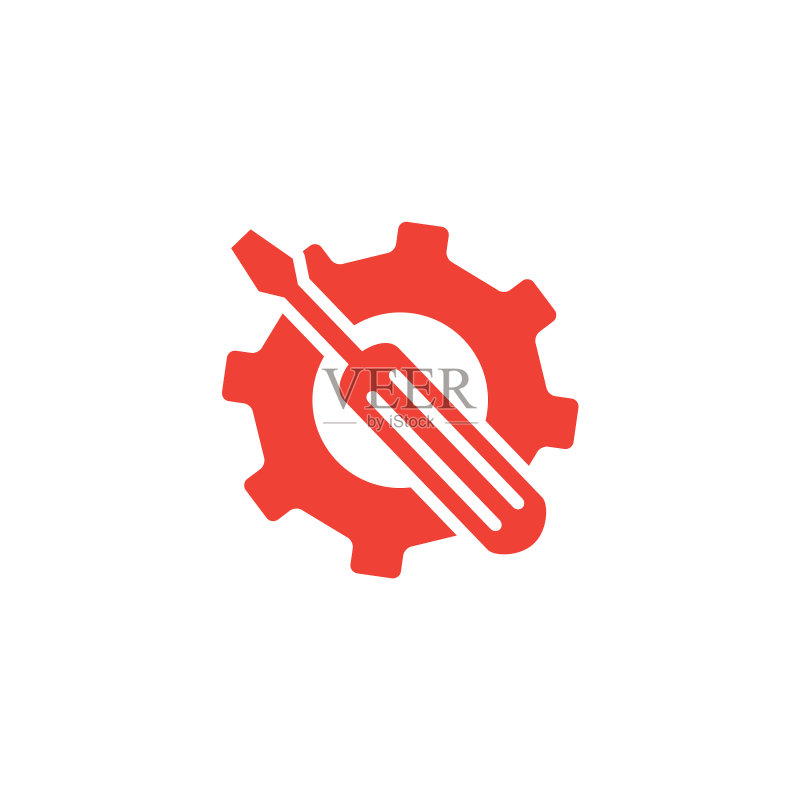 白色背景上的红色维修工具图标图标素材