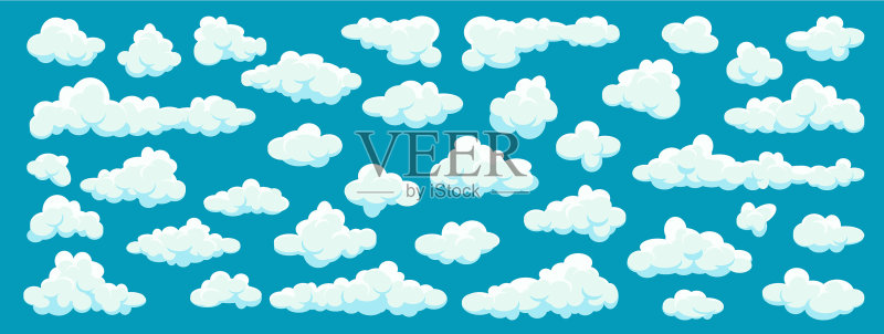 蓝色夏日天空简约白云图标素材