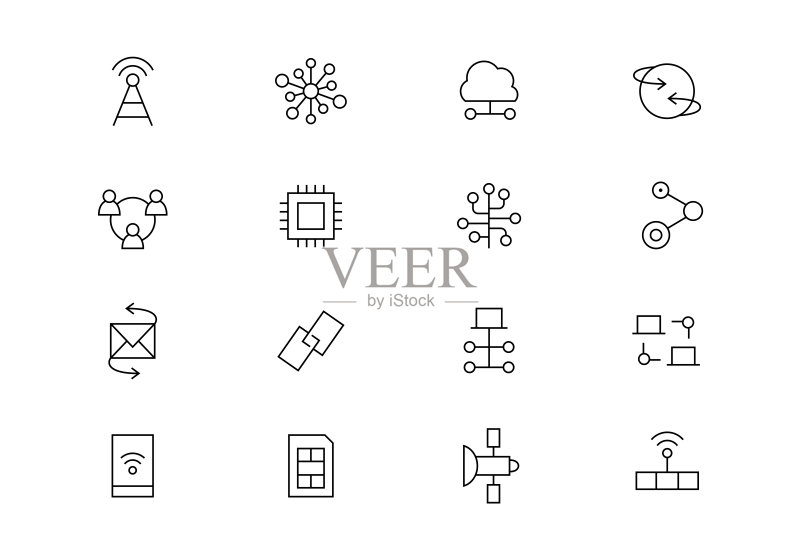 连接细线矢量图标(可编辑描边)图标素材
