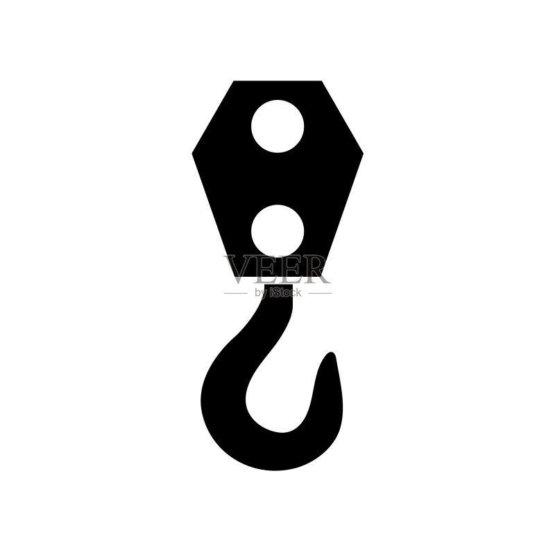 建筑吊钩图标,logo在白色背景上隔离显示图标素材