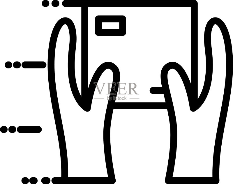 手提着盒子纸箱快递服务图标素材