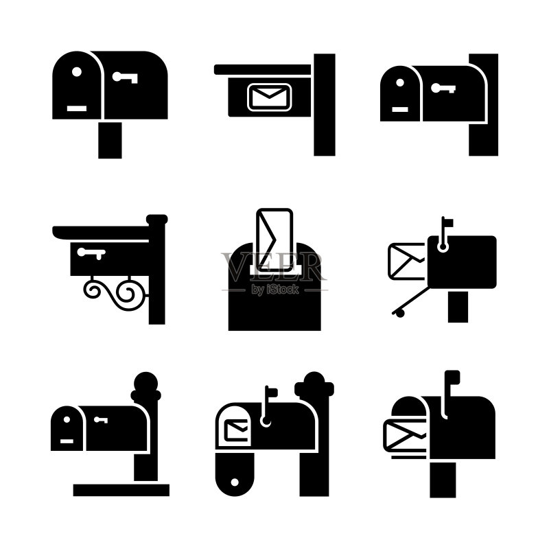 邮箱图标合集,glyph样式设计图标素材