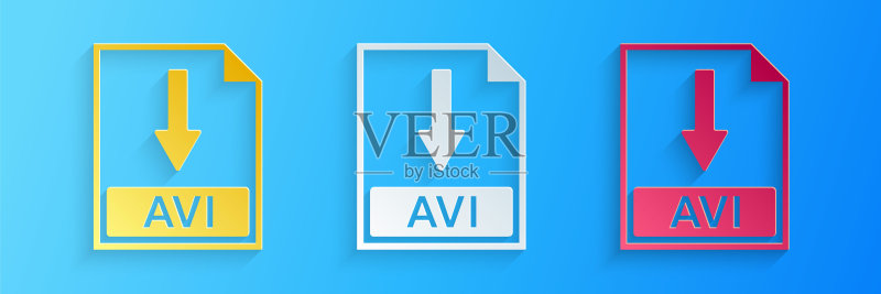 AVI文件剪纸风格图标图标素材