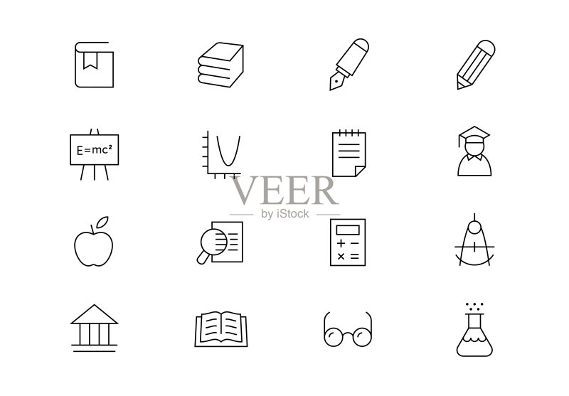 教育细线矢量图标(可编辑描边)图标素材