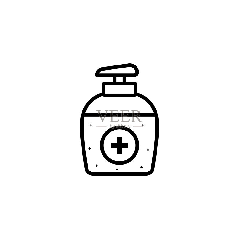 用消毒洗手液清洁手部线条图标图标素材
