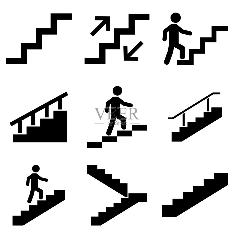 楼梯图标,白色背景上的logo图标素材