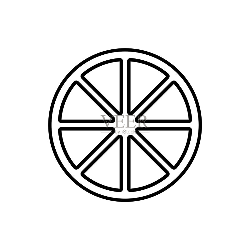 柠檬图标黑色新鲜柑橘半个柠檬图标素材