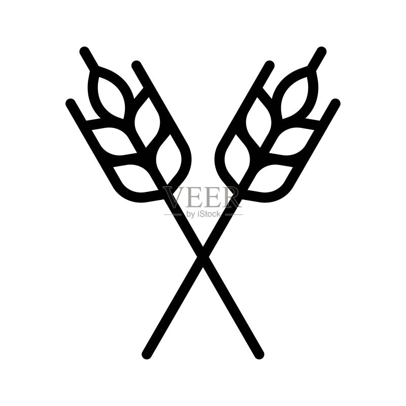 与感恩节相关的小麦图标矢量图图标素材