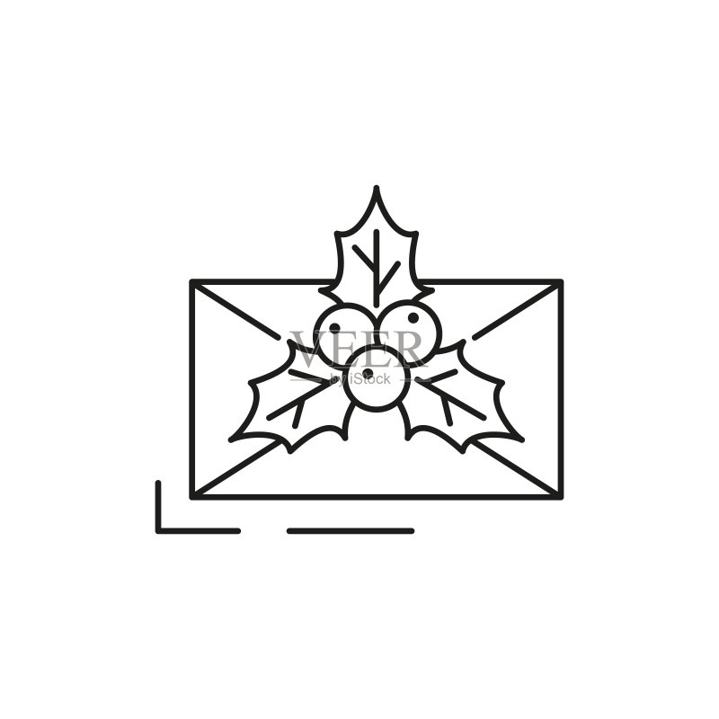 白色背景上的圣诞信封图标图标素材