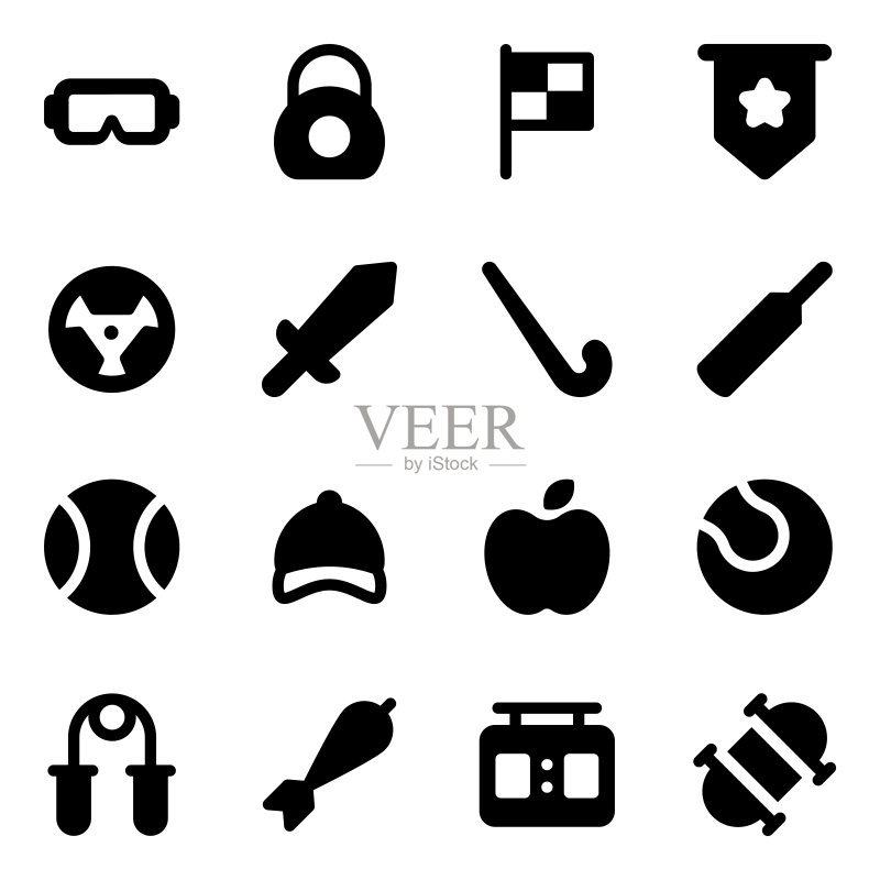 运动配件实心图标合集图标素材