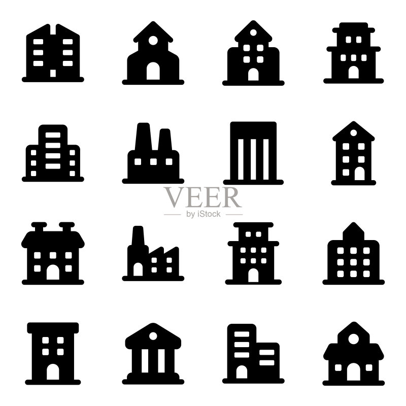 建筑实体图标包图标素材
