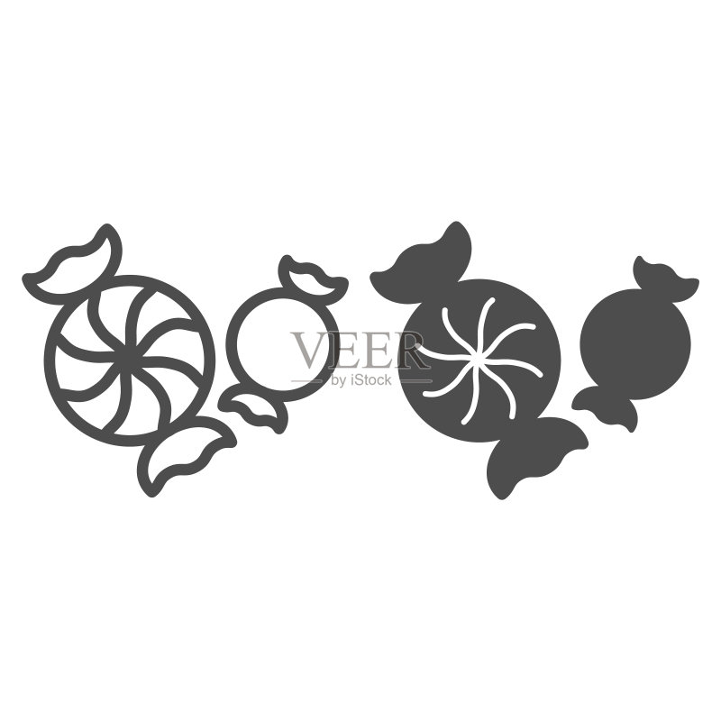 圣诞新年糖果线条图标图标素材
