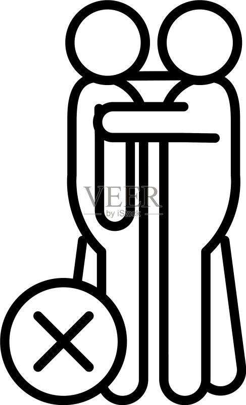 新冠病毒社交距离预防图标素材