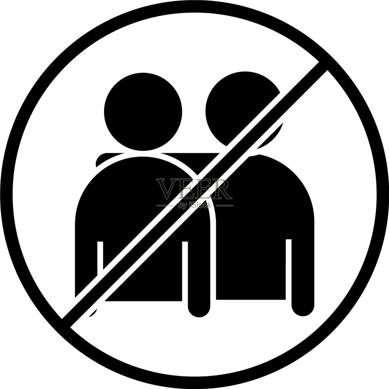 新冠病毒社交距离预防图标素材