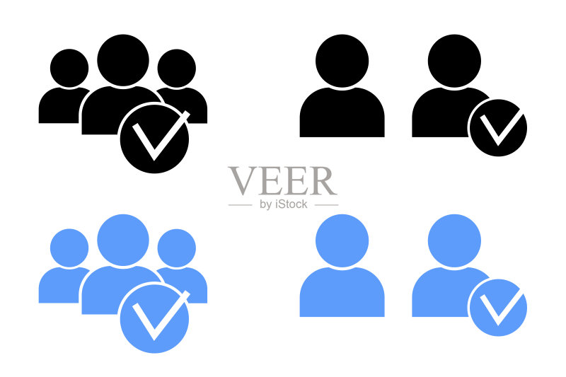 人物图标复选标记,适用于任何目的. 黑色轮廓图标. 社交图标. 库存图片. EPS10.图标素材