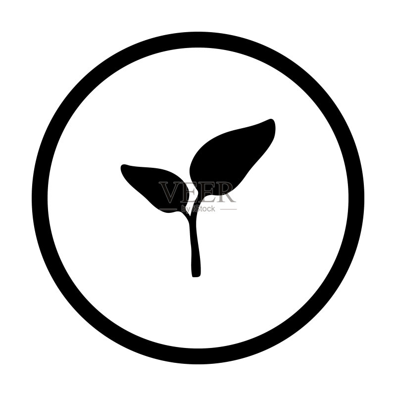 植物与圆形图标素材