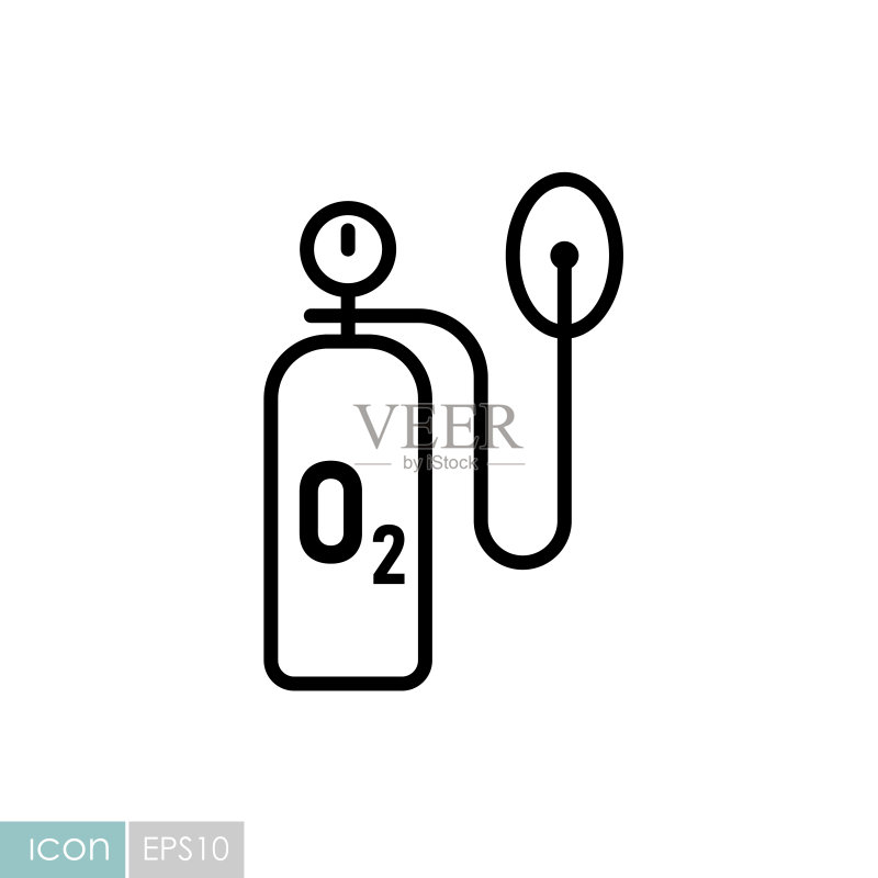 医用氧气瓶矢量图标,新冠病毒图标素材