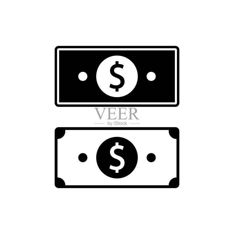 白色背景上的美元图标矢量图图标素材