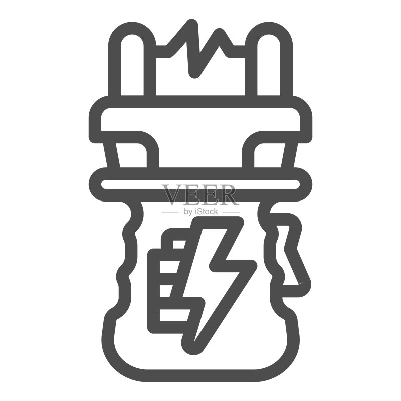 电击枪线条图标,自卫概念图标素材
