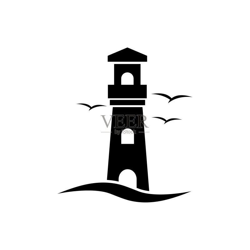 灯塔图标,Logo,隔离在白色背景上图标素材