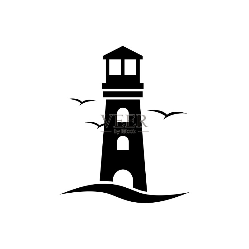 灯塔图标,Logo,隔离在白色背景上图标素材