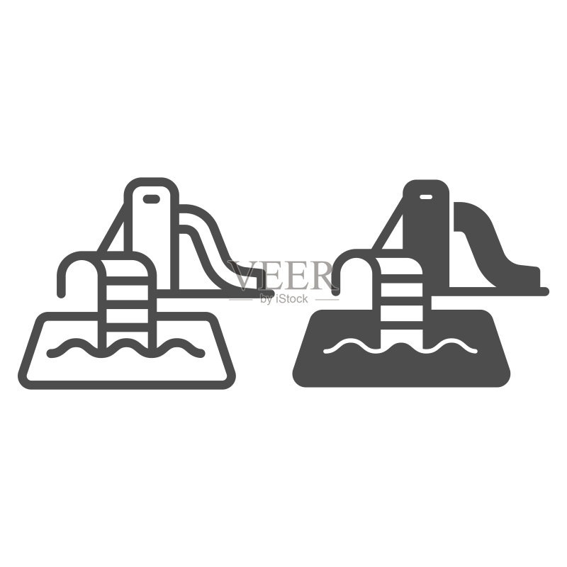 水上乐园泳池滑梯移动网页矢量图标图标素材
