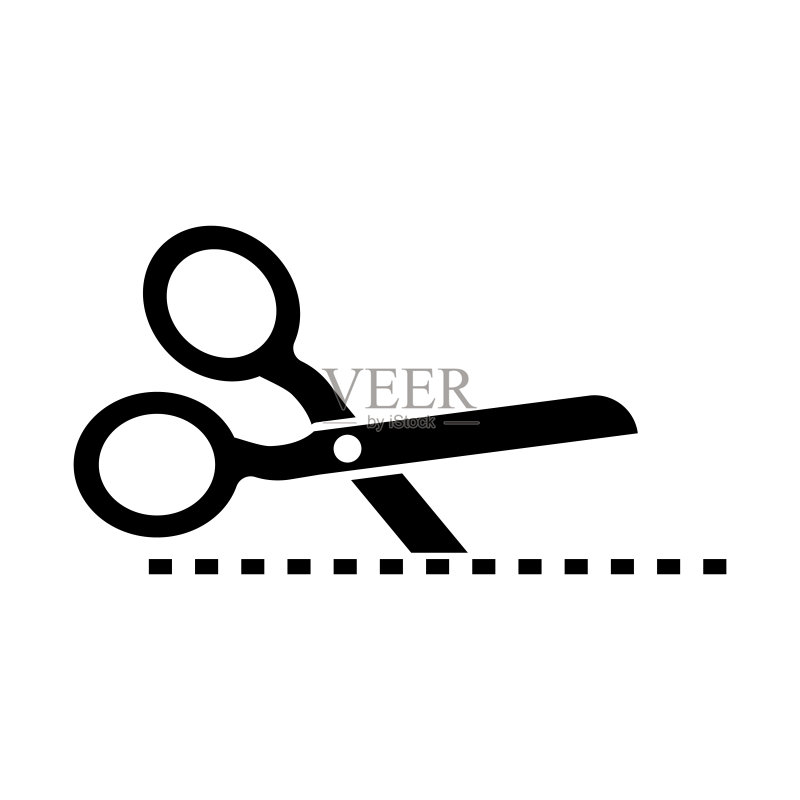白色背景的纸 cuts 风格剪刀线条图标素材