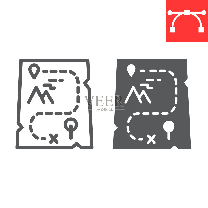 卡通地图线条和图示:电子游戏图标素材