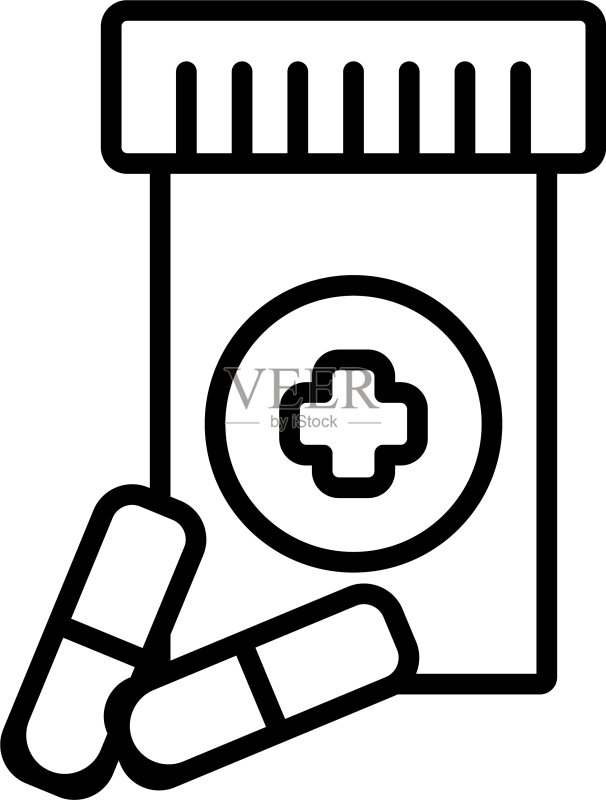 药丸瓶药品线性风格图标图标素材