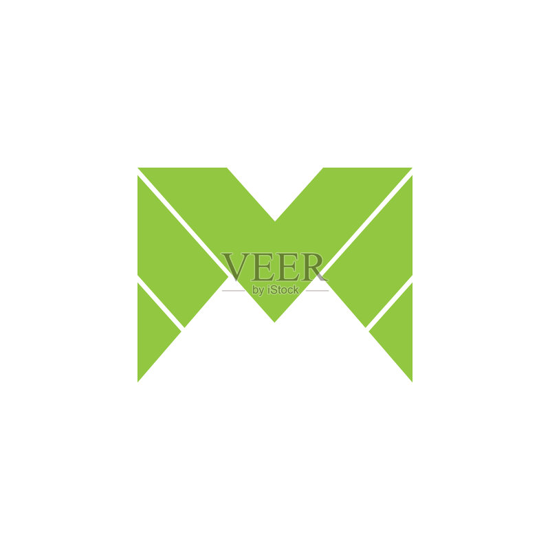 字母M简约几何纸质折纸logo图标素材