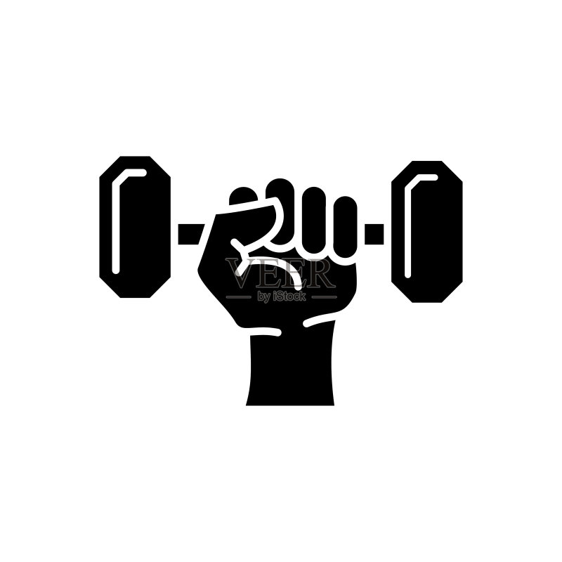 哑铃图标Logo插画,glyph风格设计图标素材