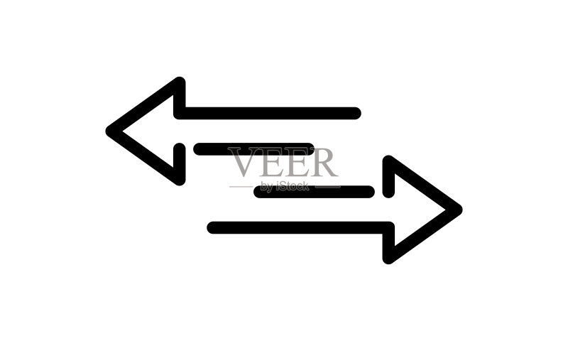 传输箭头图标。数据传输矢量图标。回收标志。用于您网站设计的左右箭头符号。矢量图示图标素材