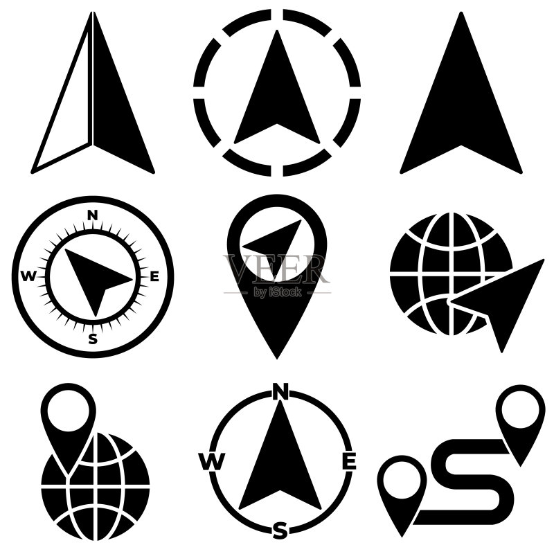 白色背景上的导航图标logo图标素材
