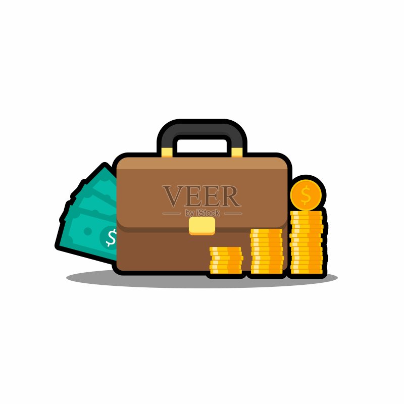 公文包,美元现金图标,金币堆叠图标矢量图图标素材