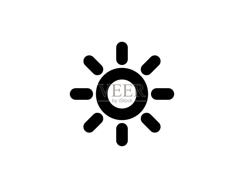 太阳矢量图标:晴朗天气黑色高亮度符号图标素材
